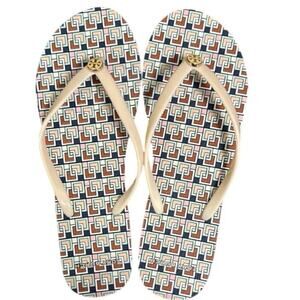 Tory Burch Psychedelic Geo Logo flip-flop sandals. Size 10 NWOT